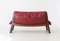 Vintage Italian Sofa in Bordeaux Leather and Wood, 1960s, Image 3