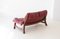 Italienisches Vintage Sofa aus Leder & Holz in Bordeaux, 1960er 5