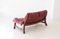 Vintage Italian Sofa in Bordeaux Leather and Wood, 1960s 5