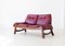 Italienisches Vintage Sofa aus Leder & Holz in Bordeaux, 1960er 1