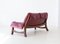 Vintage Italian Sofa in Bordeaux Leather and Wood, 1960s 2