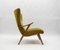 Italian Wood and Fabric Wingback Armchair, 1950s 3