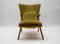 Italian Wood and Fabric Wingback Armchair, 1950s 6