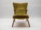 Italian Wood and Fabric Wingback Armchair, 1950s, Image 6
