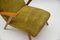 Italian Wood and Fabric Wingback Armchair, 1950s 13