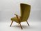 Italian Wood and Fabric Wingback Armchair, 1950s, Image 7