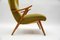 Italian Wood and Fabric Wingback Armchair, 1950s 11