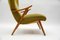 Italian Wood and Fabric Wingback Armchair, 1950s, Image 11