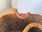 Vintage French Wicker Basket in Gold Color Stitched Leather, France, 1970s, Image 27