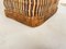 Vintage French Wicker Basket in Gold Color Stitched Leather, France, 1970s, Image 28