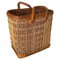 Vintage French Wicker Basket in Gold Color Stitched Leather, France, 1970s, Image 2