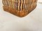 Vintage French Wicker Basket in Gold Color Stitched Leather, France, 1970s 12