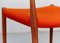 Orangefarbene Vintage Esszimmerstühle von Niels O. Møller für J.L. Møllers, 4er Set 5