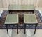 Tables Gigognes en Acajou et Plateau en Cuir Sous Verre, 1950s, Set de 3 1