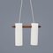 Opaline Glass and Teak Chandelier by Uno & Östen Kristiansson for Luxus, 1960s, Image 7