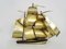 Vintage Decorative Boat with Brass Sails, 1960s 1