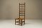Decorative High Back Chair in Walnut and Leather, France, 1960s, Image 1