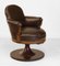 Antique Leather and Walnut Swivel Railway Pullman Carriage Club Chair, 1870s 3