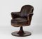 Antique Leather and Walnut Swivel Railway Pullman Carriage Club Chair, 1870s 2