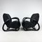 French Black Lacquered Rattan Lounge Chairs, 1960s, Set of 2 2