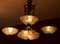 Art Deco French3-Arm Chandelier with Glass Shades from Atelier Petitot, 1940s, Image 4
