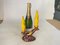 French Candleholder Ceramic with Yellow Candles, France, 1970s, Set of 4 2