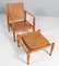 Safari Chair with Ottoman attributed to Kaare Klint for Rud Rasmussen, 1960s, Set of 2 2