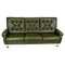 3-Seater Sofa in Dark Green Leather with Chrome Legs, 1970s 1