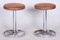 Bauhaus Chrome-Plated Steel Stools in Brown Leather, Czech, 1939, Set of 2 4
