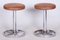 Bauhaus Chrome-Plated Steel Stools in Brown Leather, Czech, 1939, Set of 2, Image 4