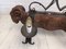Vintage French Rams Head Light in Carved Wood and Iron, 1970s 3
