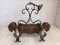 Vintage French Rams Head Light in Carved Wood and Iron, 1970s 1