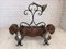 Vintage French Rams Head Light in Carved Wood and Iron, 1970s, Image 1