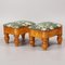 Swedish Cabinetmaker Footstools in Birch and Green Velvet Upholstery, 1890s, Set of 2, Image 3