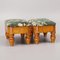 Swedish Cabinetmaker Footstools in Birch and Green Velvet Upholstery, 1890s, Set of 2, Image 4