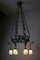 Vintage Wrought Iron Chandelier with Wine Leaves, 1920s 2