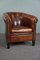 Leather Club Chair with Black Piping and Decorative Nails 2