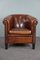 Leather Club Chair with Black Piping and Decorative Nails 1