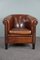 Leather Club Chair with Black Piping and Decorative Nails, Image 1
