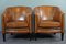Leather Armchair with Black Piping, Set of 2 1