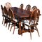 Solid Oak Refectory Table and Chairs, 1960, Set of 9 1