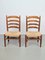 Brutalist Wood and Wicker Chairs in the style of Charlotte Perriand, 1960s, Set of 2 1