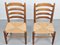 Brutalist Wood and Wicker Chairs in the style of Charlotte Perriand, 1960s, Set of 2 14