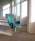 Wingback Armchair in Teal Velvet by Carl-Gustav Hiort by Ornäs, Finland, 1952 2
