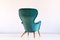 Wingback Armchair in Teal Velvet by Carl-Gustav Hiort by Ornäs, Finland, 1952 11