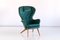 Wingback Armchair in Teal Velvet by Carl-Gustav Hiort by Ornäs, Finland, 1952 4