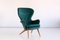 Wingback Armchair in Teal Velvet by Carl-Gustav Hiort by Ornäs, Finland, 1952 5