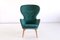 Wingback Armchair in Teal Velvet by Carl-Gustav Hiort by Ornäs, Finland, 1952 12