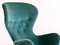 Wingback Armchair in Teal Velvet by Carl-Gustav Hiort by Ornäs, Finland, 1952 6