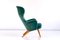 Wingback Armchair in Teal Velvet by Carl-Gustav Hiort by Ornäs, Finland, 1952 9